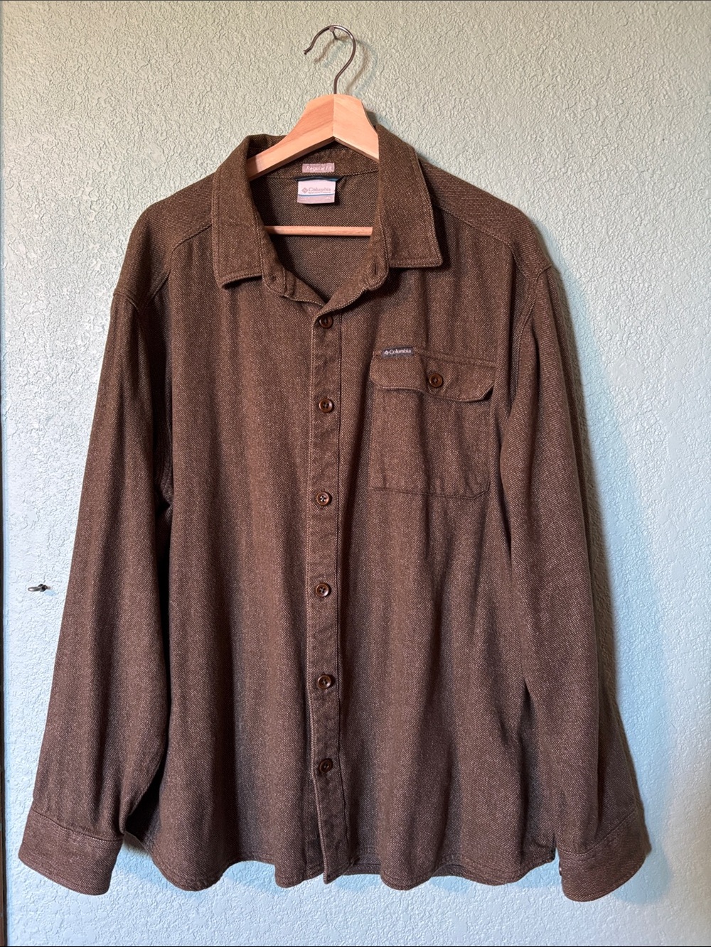 Columbia Olive Green Soft 100% Cotton Midweight Men’s Button-Down Shirt Size XL